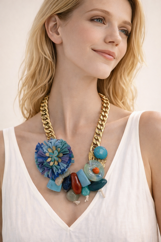 Collana Moda Boho con Fiori e Perle Colorate – Stile Estivo Donna