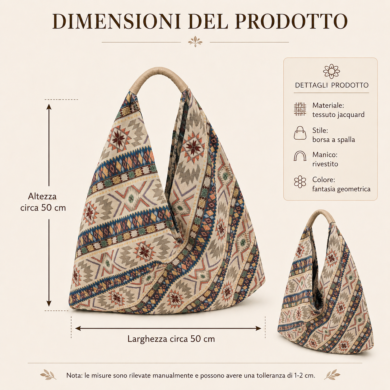 Borsa a Spalla Jacquard con Fantasia Geometrica