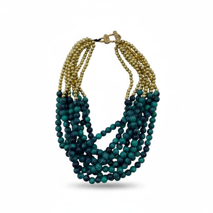 Collana Multistrato con Perline Colorate e Dettagli Oro – Stile Boho Naturale Donna