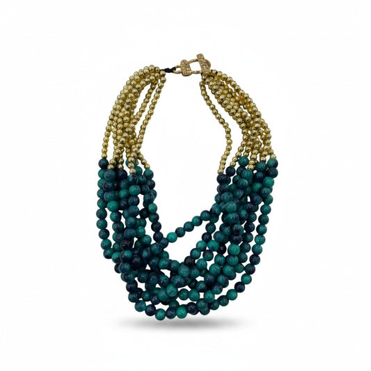 Collana Multistrato con Perline Colorate e Dettagli Oro – Stile Boho Naturale Donna