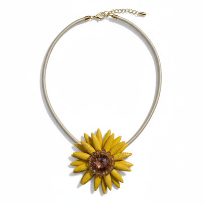 Collana con Fiore e Cristallo – Girocollo Elegante Multicolor