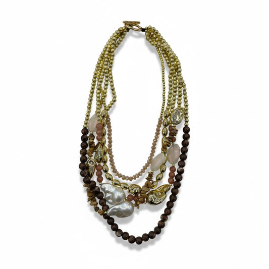 Collana Multistrato con Perline, Pietre e Perle – Stile Boho Chic Elegante Donna