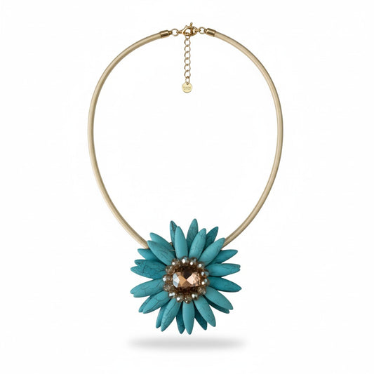 Collana con Fiore e Cristallo – Girocollo Elegante Multicolor