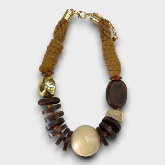 Collana Cuore Dorato con Fiore e Perle – Fantasia Animalier