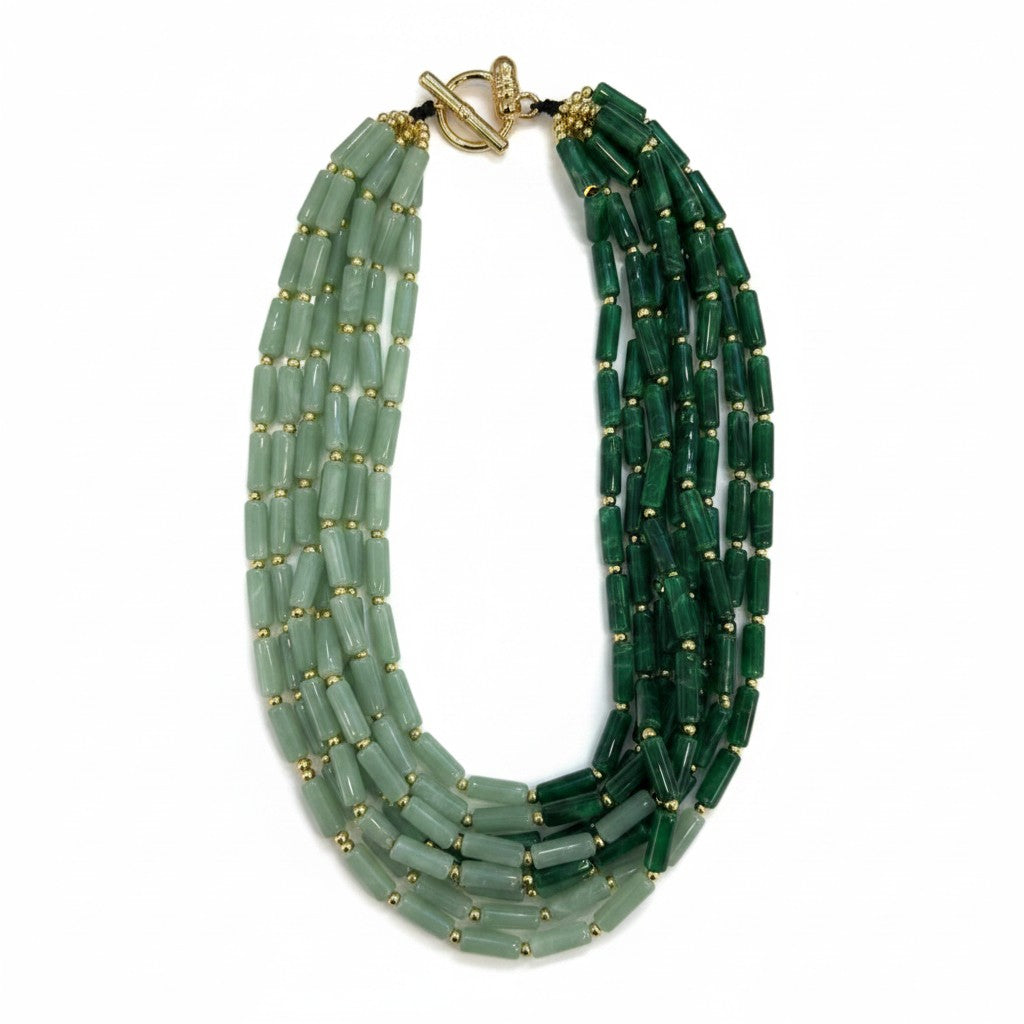 Collana Multistrato Verde con Perline – Stile Elegante e Raffinato Donna