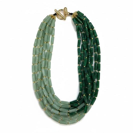 Collana Multistrato Verde con Perline – Stile Elegante e Raffinato Donna
