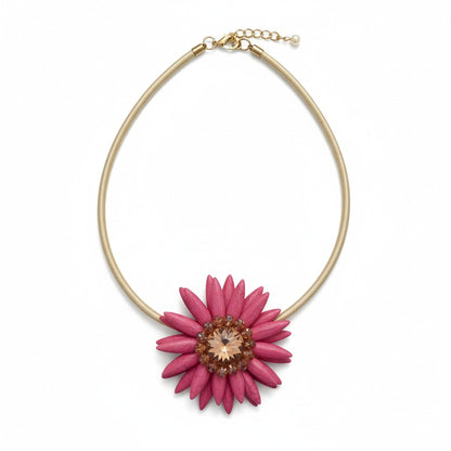 Collana con Fiore e Cristallo – Girocollo Elegante Multicolor