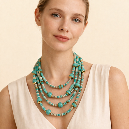 Collana Multistrato di Perline Colorate – Stile Boho Estivo