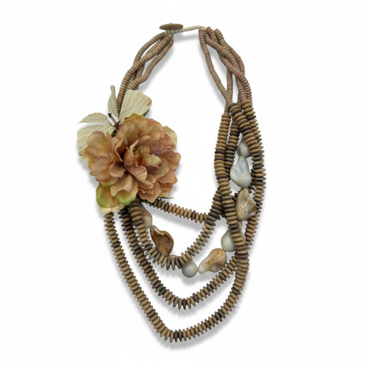 Collana Moda Boho Multistrato con Fiori e Perle – Stile Estivo Donna