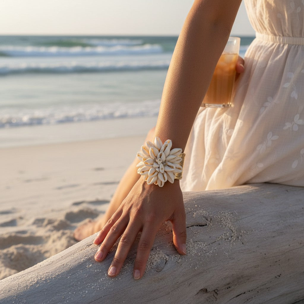 Bracciale Rigido con Conchiglie Naturali – Stile Boho Mare