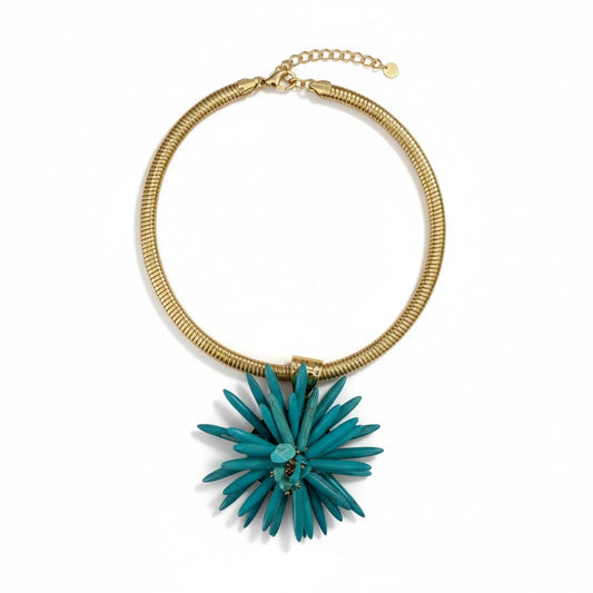 Collana Rigida Dorata con Pendente Effetto Corallo – Disponibile in Più Colori