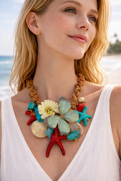 Collana Boho Chic con Conchiglie e Stella Marina – Design Artistico Estivo
