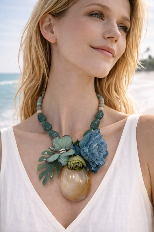 Collana Moda Boho con Fiori e Perle Colorate – Stile Estivo Donna