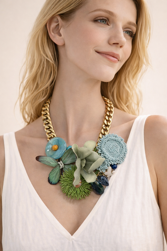 Collana Moda Boho con Fiori e Catena – Stile Estivo Donna