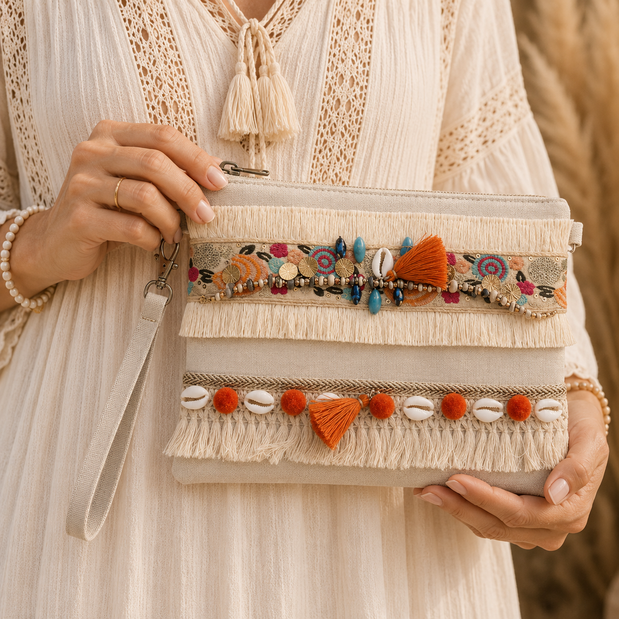 Pochette Boho Colorata con Frange e Dettagli Artigianali – Stile Estivo