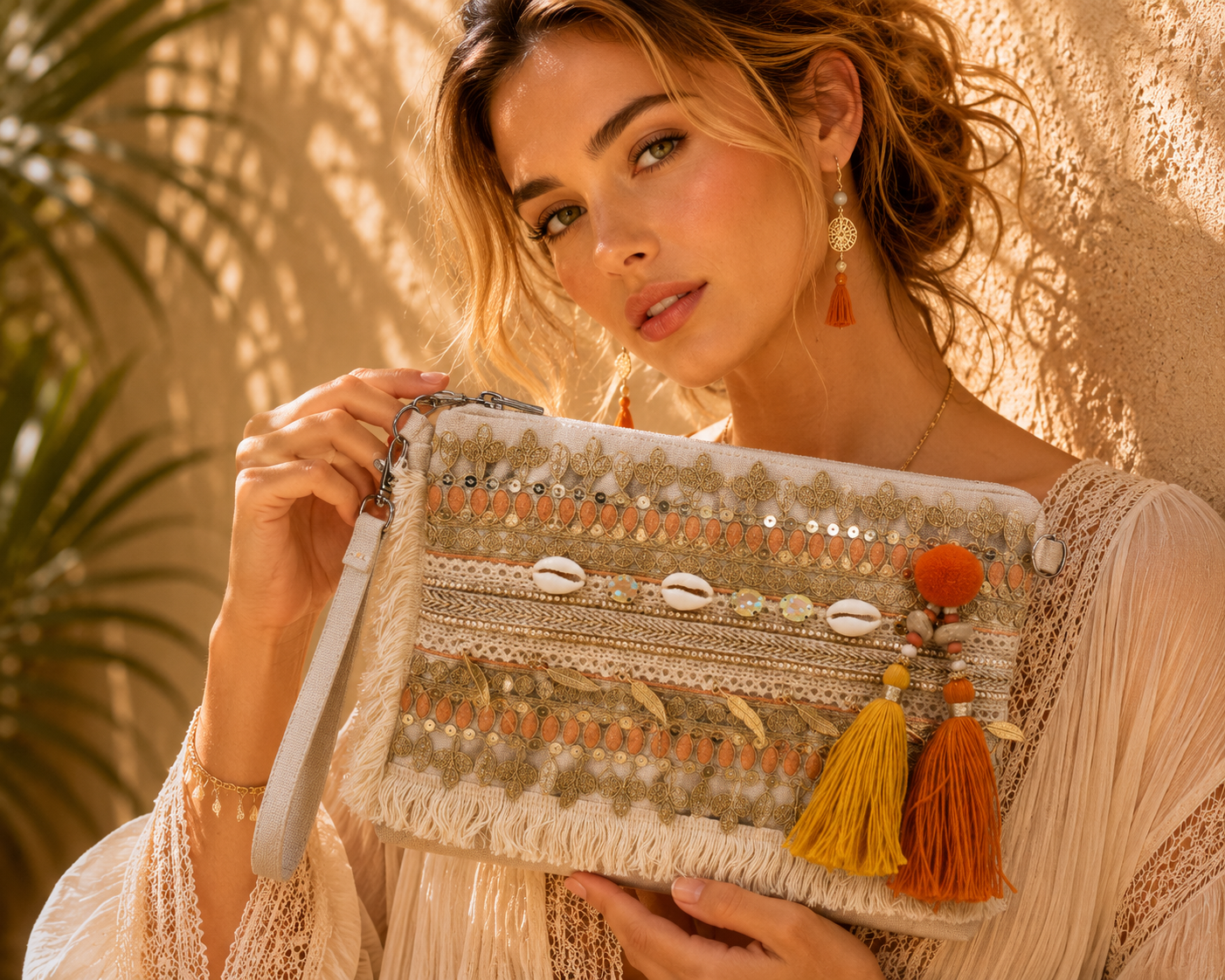 Pochette Boho con Nappine Colorate – Stile Caldo ed Etnico Chic