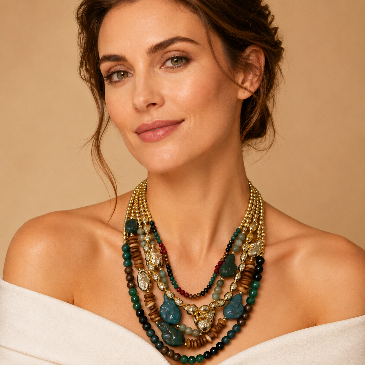 Collana Multistrato con Perline e Elementi Decorativi – Stile Boho Chic Ricercato Donna