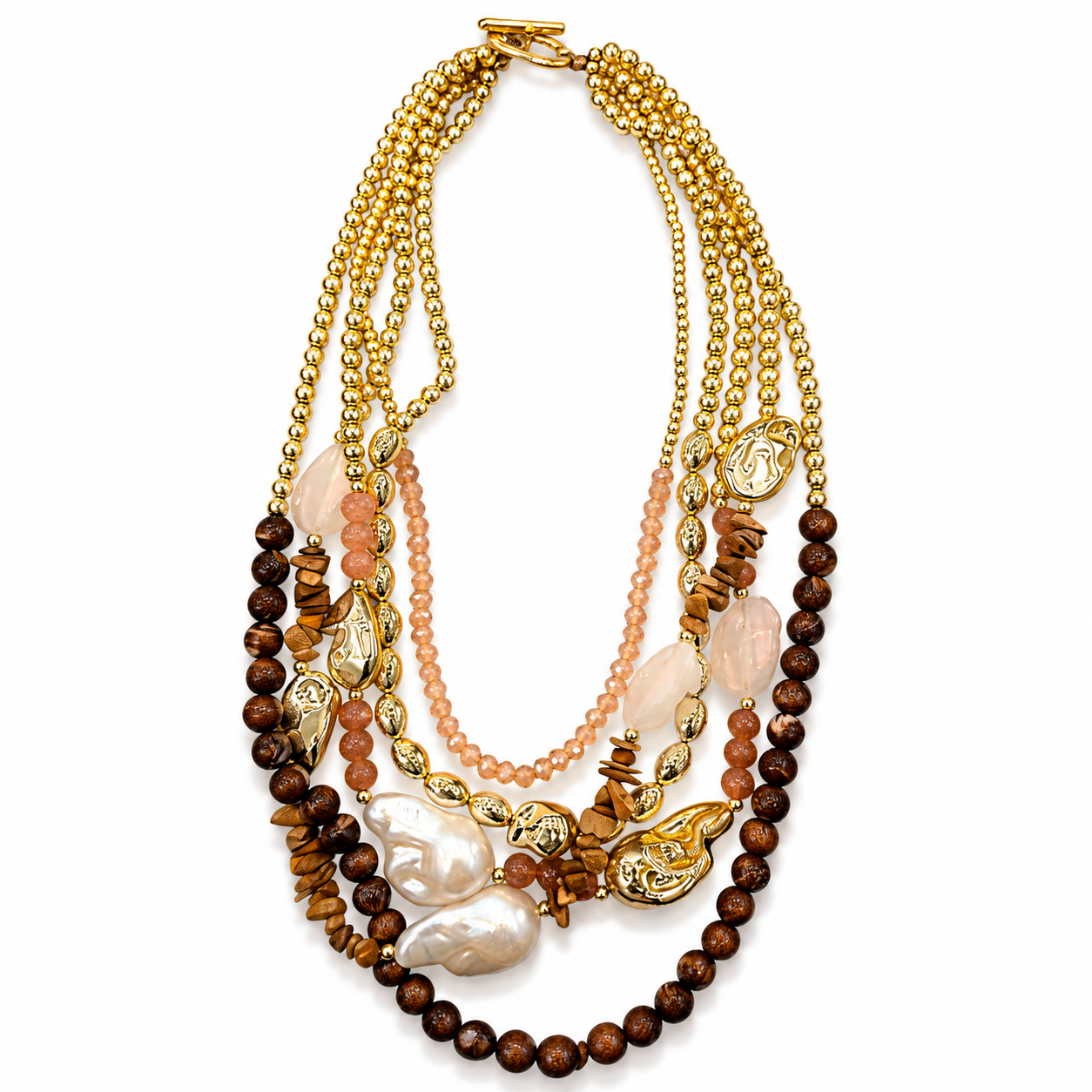 Collana Multistrato con Perline, Pietre e Perle – Stile Boho Chic Elegante Donna