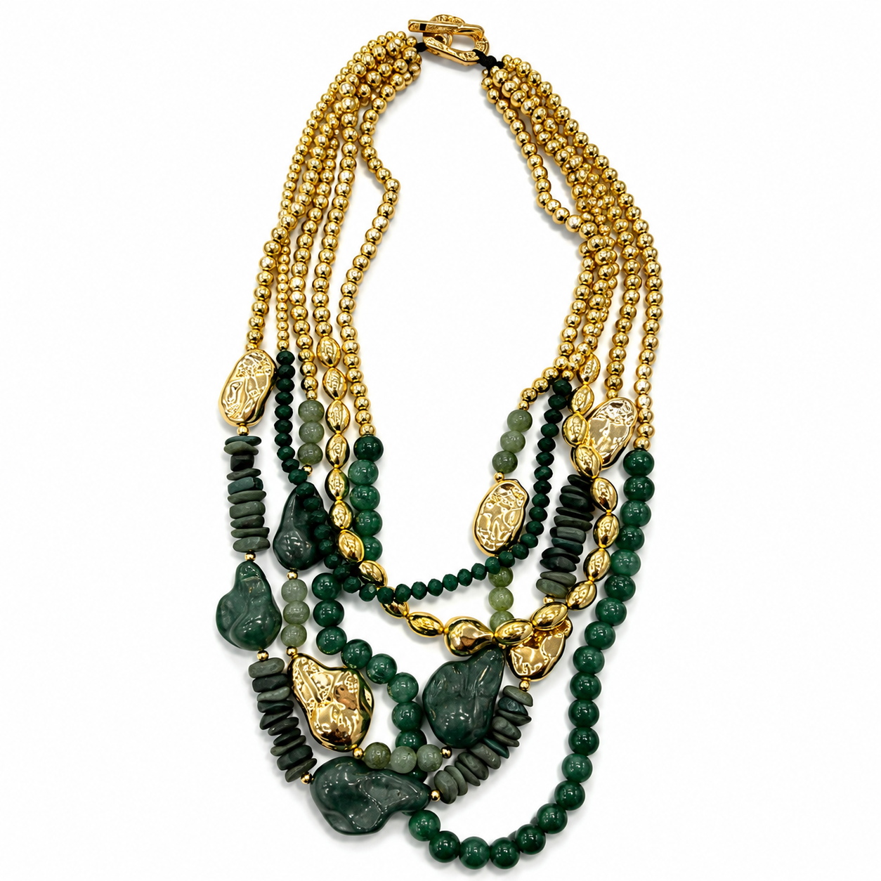 Collana Multistrato con Perline e Pietre Decorative – Stile Boho Chic Ricercato Donna