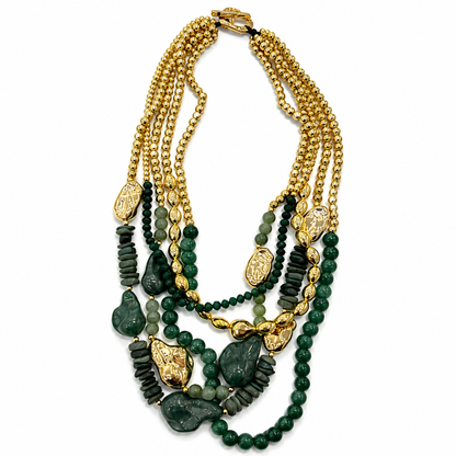 Collana Multistrato con Perline e Pietre Decorative – Stile Boho Chic Ricercato Donna