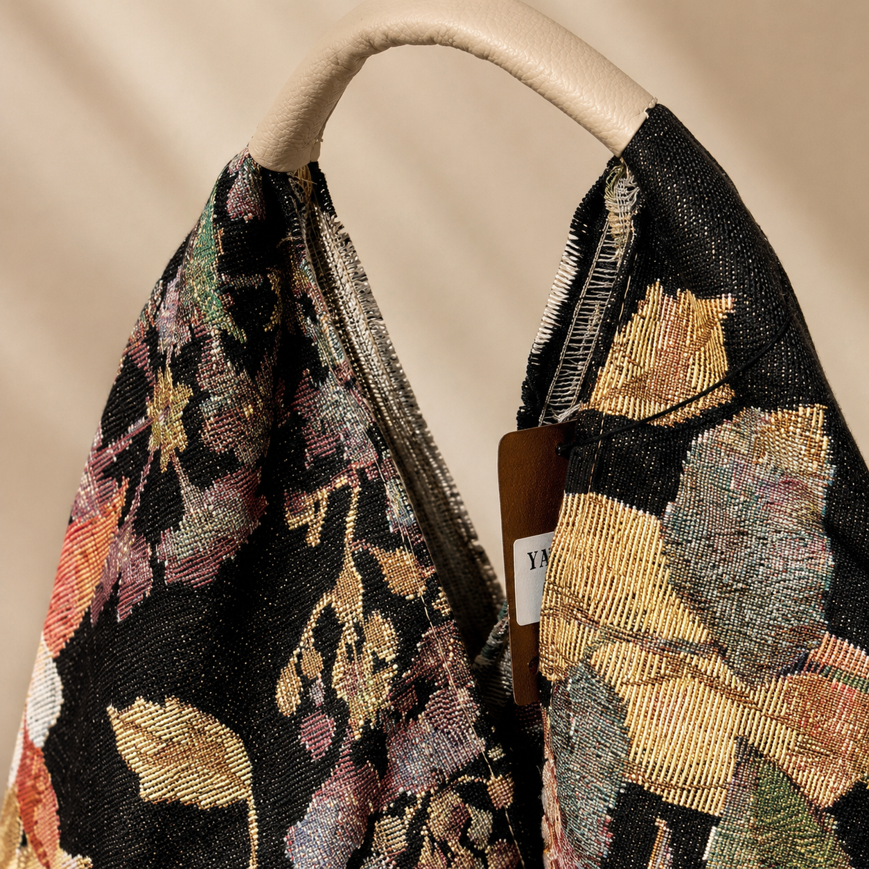 Borsa a Spalla Jacquard Floreale con Manico Rivestito