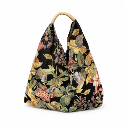 Borsa a Spalla Jacquard Floreale con Manico Rivestito
