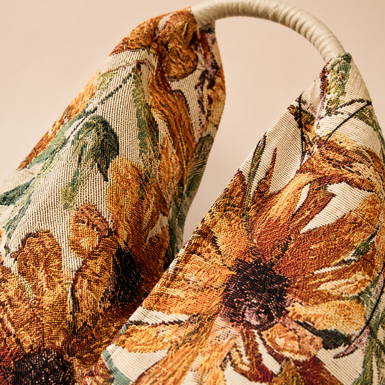 Borsa a Spalla Jacquard Floreale con Manico Rivestito