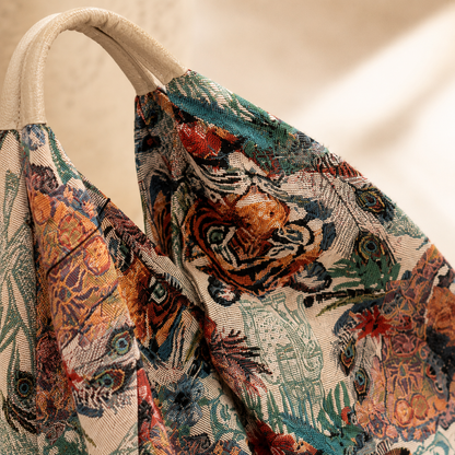 Borsa a Spalla Jacquard Fantasia Multicolore con Manico Rivestito