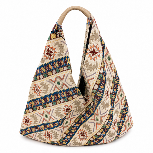 Borsa a Spalla Jacquard con Fantasia Geometrica