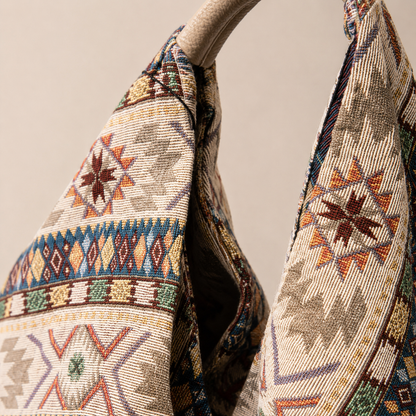 Borsa a Spalla Jacquard con Fantasia Geometrica