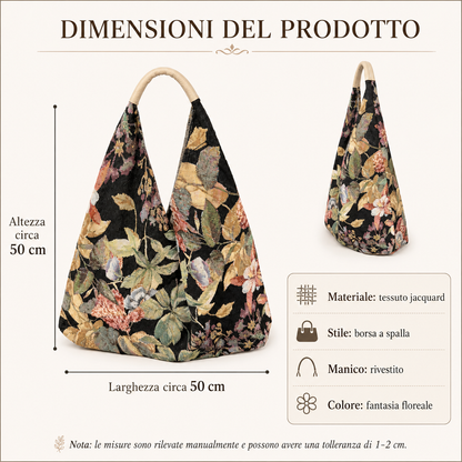 Borsa a Spalla Jacquard Floreale con Manico Rivestito
