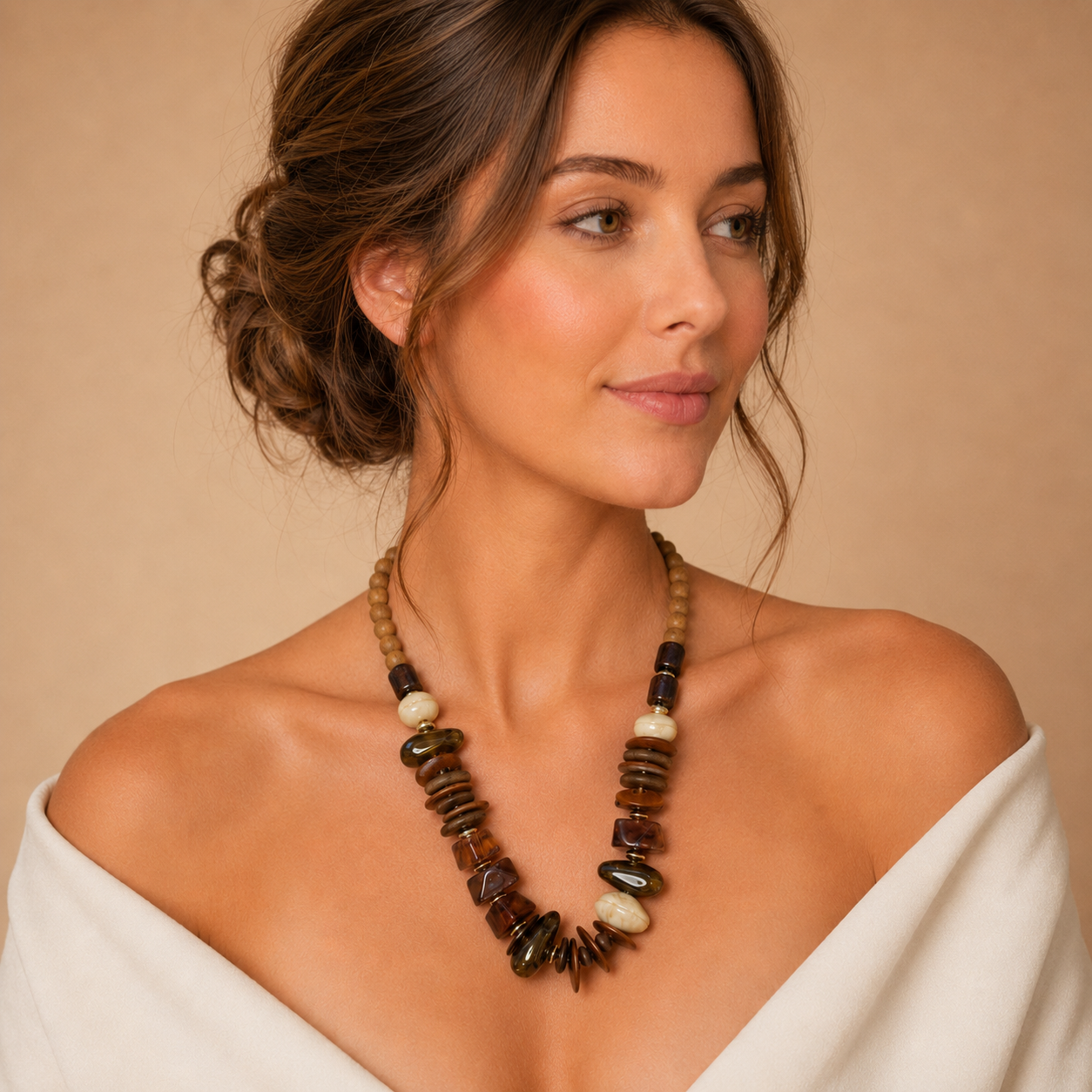 Collana Statement in Legno e Resina Naturale