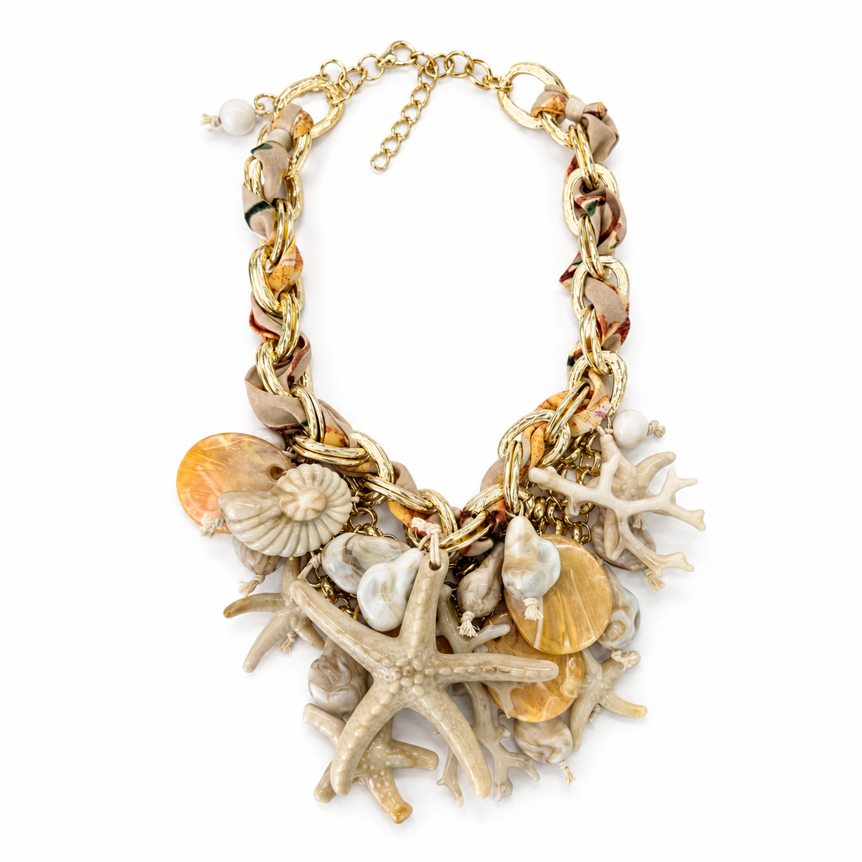 Collana Statement Marina con Conchiglie, Stella Marina e Catena Dorata – Collana Donna Estate