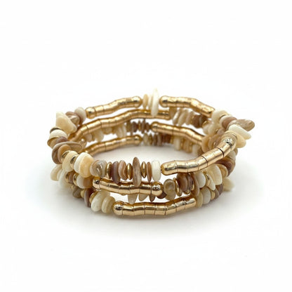 Bracciale Elastico Multigiro con Perline Colorate e Dettagli Oro – Stile Boho Chic Donna
