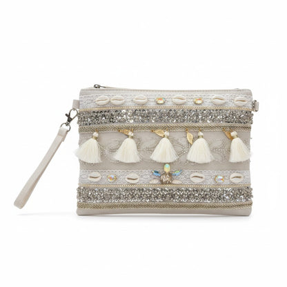 Pochette Boho con Paillettes e Frange – Eleganza Luminosa e Raffinata