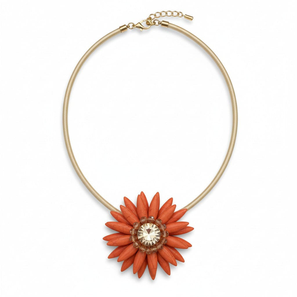 Collana con Fiore e Cristallo – Girocollo Elegante Multicolor