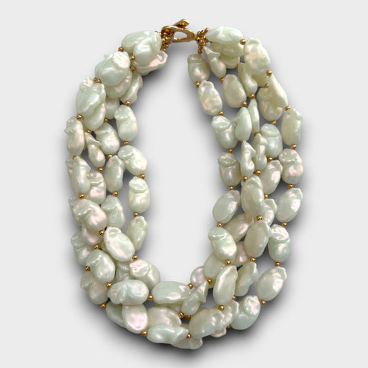 Collana "Gocce di Luna" – Perle Irregolari Multistrato