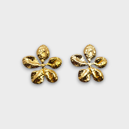 Orecchini Fiore Martellato - Oro & Argento