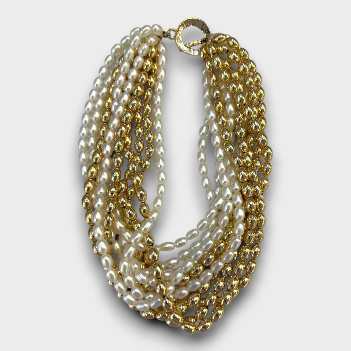 Collana Barocca Intrecciata – Perle & Oro a Più Fili