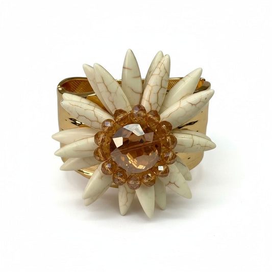 Bracciale Rigido con Fiore e Cristalli – Stile Elegante e Glamour