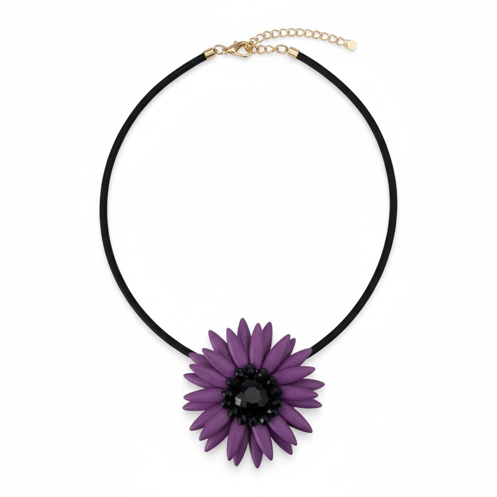 Collana con Fiore e Cristallo – Girocollo Elegante Multicolor
