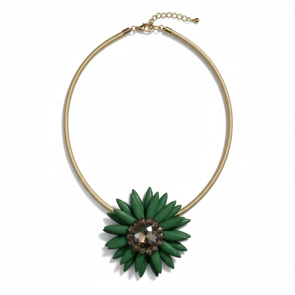 Collana con Fiore e Cristallo – Girocollo Elegante Multicolor