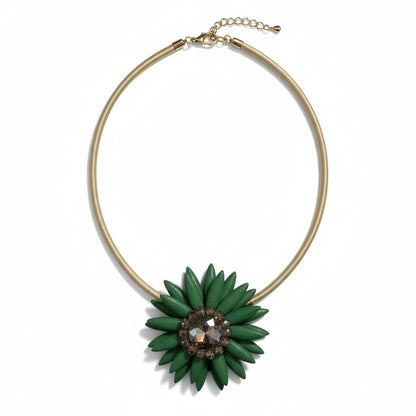 Collana con Fiore e Cristallo – Girocollo Elegante Multicolor