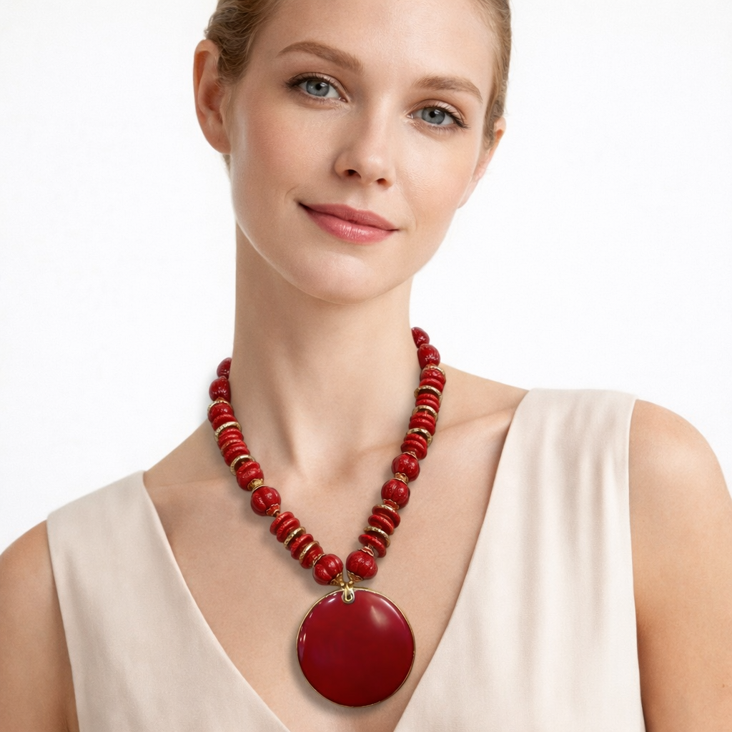 Collana Boho con Pendente Tondo – Stile Estivo Multicolor