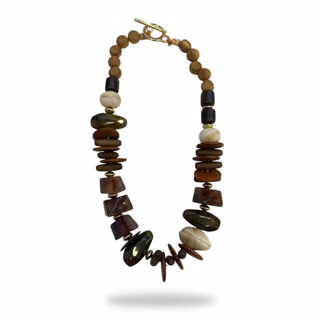 Collana Statement in Legno e Resina Naturale