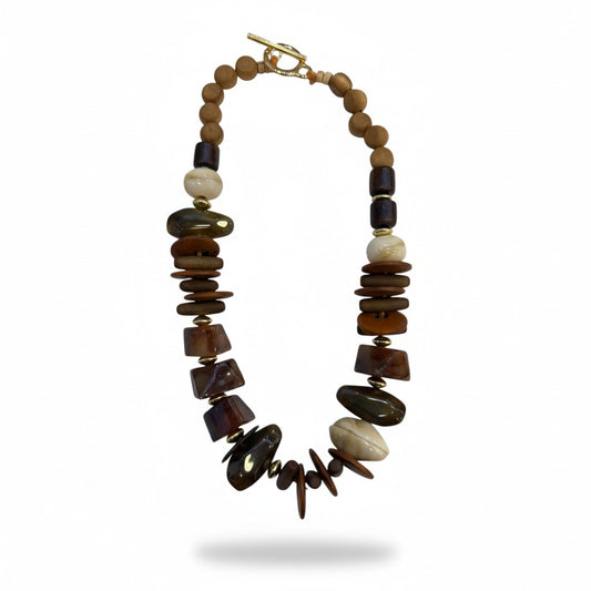 Collana Statement in Legno e Resina Naturale